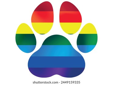 multicolored paw logo on white background copy space