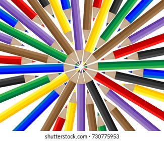 multicolored pencils for drawing on a white background