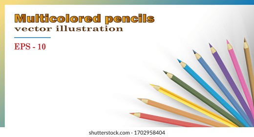 Multi-colored pencils. Drawn pencils. Vector illustration