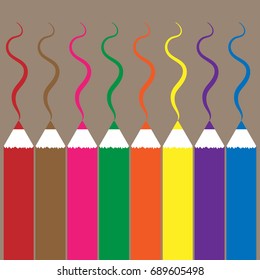 Multicolored pencils. Lines painted with colored pencils. Educational supplies. Vector illustration educational supplies.