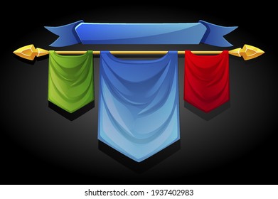 Multicolored pennant flags templates banners for ui games.