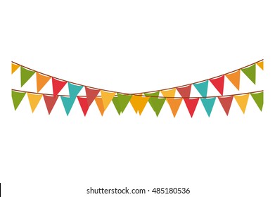 Multicolored pennat icon. Festival carnival and decoration theme. Isolated design. Vector illustration