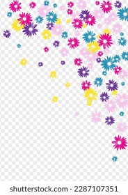 Vector transparente de fondo de Petal multicolor. Diseño de Plantas Festivas. Brillante Gerbera Creativa. Blossom Textile. Flor rosa romántica.