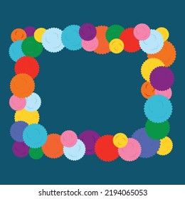 multi-colored photo frame made of pompoms with your own hands