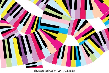 Teclas de piano multicolor, fondo abstracto