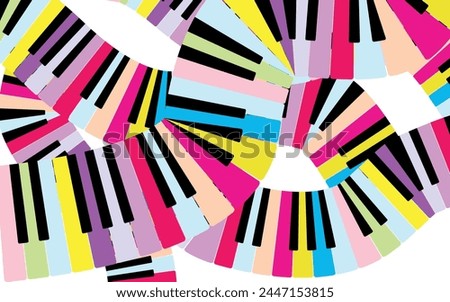 Multi-colored piano keys, abstract background