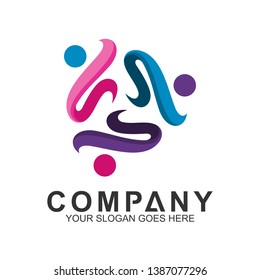multicolored pictorial people logo design graphic for family care,social relationship,healthy people,happy kids,adoption child,education school,foundation community and medical clinic
