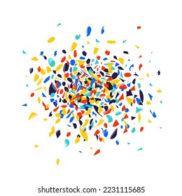 Multicolored pieces of microplastic. Vector illustration isolated on white background