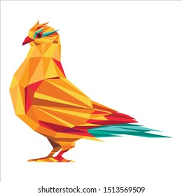 Multicolored pigeon in polygonal shape