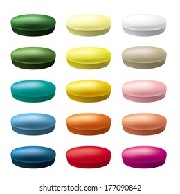 Multicolored pills tablets