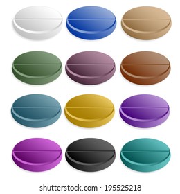 Multicolored pills tablets.