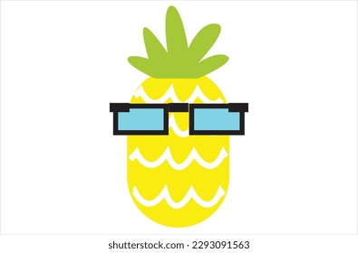 multi-colored pineapple. Vector illustration.collection of pineapple tropical fruits isolated on white background
