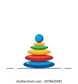 Multicolored piramid. Children's toy. Montessori school. Isolated. Vector illustration.