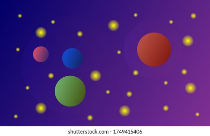 multicolored planet and bright shining stars in outer space no one around bewitching wallpaper for design
