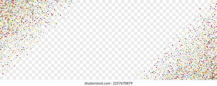 Multicolored Polka Background Transparent Vector. Geometric Anniversary Frame. Bright Decor. Rainbow Circle Decoration. Confetti Paper Card.