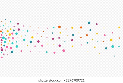 Multicolored Polka Celebrate Vector Transparent Background. Invitation Round Design. Carnival Dot Background. Bright Dust Carnaval Invitation.