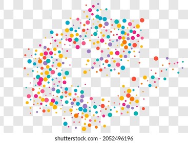 Multicolored Polka Celebration Vector Transparent Background. Top Rain Postcard. Abstract Dust Design. Color Splash Independence Pattern.