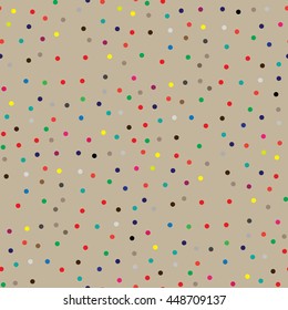 Multi-colored polka dots on a cream background