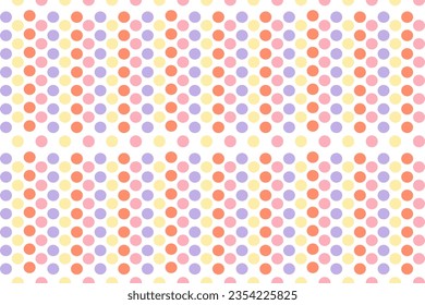 Multicolored polka dots pattern isolated on white background for wallpaper, fabric, clothing,backdrop,texture, wrapping paper, notebook cover ,curtain,pillow case and stationary.