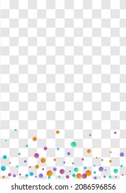 Multicolored Polka Flying Vector Transparent Background. Decoration Dust Wallpaper. Abstract Splash Background. Rainbow Confetti Transparent Illustration.