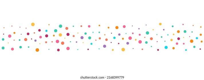 Multicolored Polka Invitation Vector Panoramic White Background. Top Dust Wallpaper. Celebrate Dot Banner. Color Round Carnaval Design.