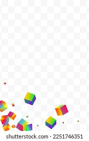 Multicolored Polygon Vector Transparent Background. Holographic Geometric Element Image. 3d Brick Wallpaper. Iridescent Confetti Style Pattern.