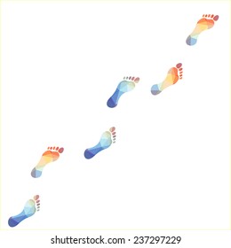 Multicolored polygonal footprints, illustration