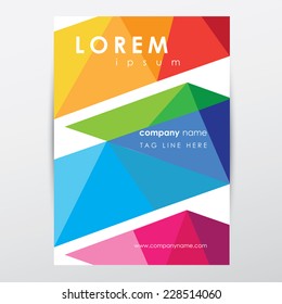 multicolored polygonal low poly style company letterhead, brochure, newsletter template for business presentations