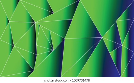 Multicolored polygonal ornament digital abstract vector. Low poly with green and blue crystals background. Green and blue poligon with white outline. Vivid backdrop for web design or banner template.