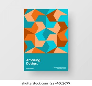 Multicolored postcard A4 vector design illustration. Colorful mosaic tiles company cover concept.