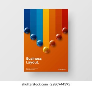 Multicolored postcard design vector illustration. Geometric realistic balls banner concept.