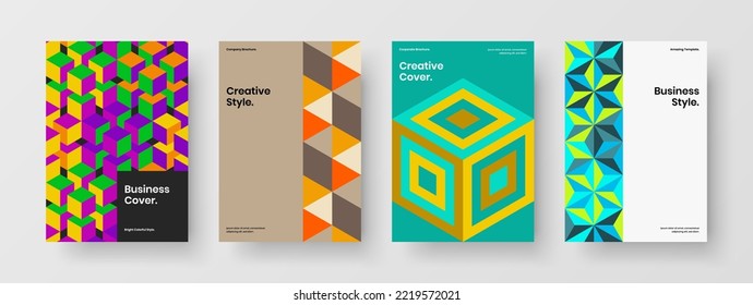 Colección de ilustraciones de diseño de vectores de tarjetas postales multicolores. Conjunto de conceptos de la lista de control de baldosas geométricas creativas.