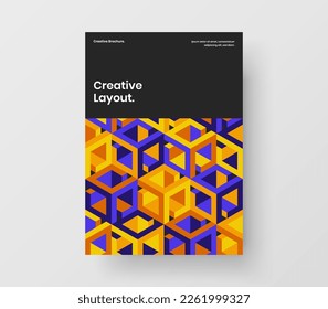 Multicolored poster A4 design vector template. Clean geometric hexagons cover concept.