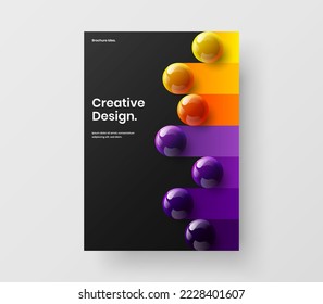 Multicolored poster A4 vector design illustration. Vivid 3D spheres journal cover concept.