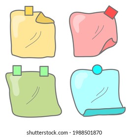 Multicolored post-it, hand drawn style vector illustration.