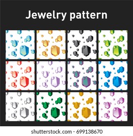 Multicolored precious metals and minerals such as gold, ruby, sapphire, emerald and others. Pattern collection.