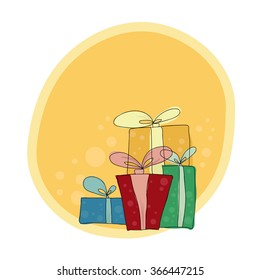 multicolored present boxes with bows and ribbons vector series vacation offer box cheerful vacation star isolated colourful colorful anniversary christmas item celebration smiling birthday award marke