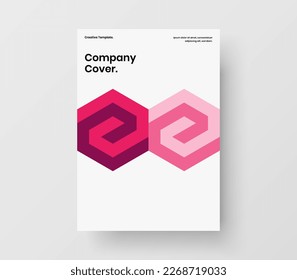 Multicolored presentation design vector illustration. Trendy mosaic hexagons cover layout.