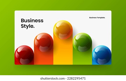 Multicolored presentation vector design template. Minimalistic realistic spheres book cover concept.