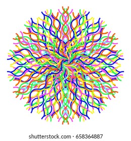 multicolored psychedelic sign on a white background. 