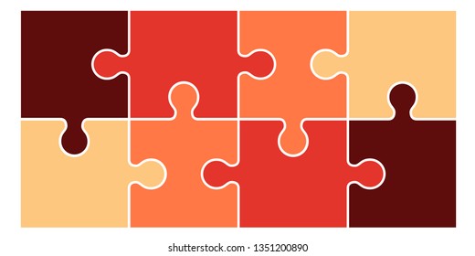 Multicolored puzzle pieces isolated on white background. Vector illustration
