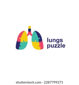 multicolored puzzle shaped lungs logo vector icon illustration