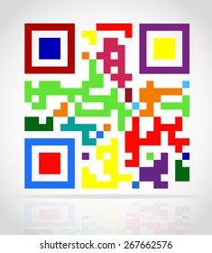 multicolored qr code vector illustration isolated on white background