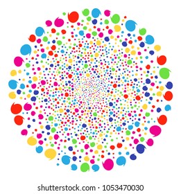 Multicolored Quote bang cluster. Vector round cluster bang organized by scattered quote symbols. Colorful Vector abstraction.