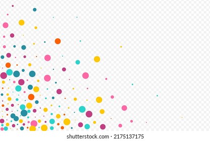 mehrfarbiger Regen feiert Vektortransparenter Hintergrund. Top-Rundpostkarte. Effekt-Punkthintergrund. Farbzirkular-Muster.