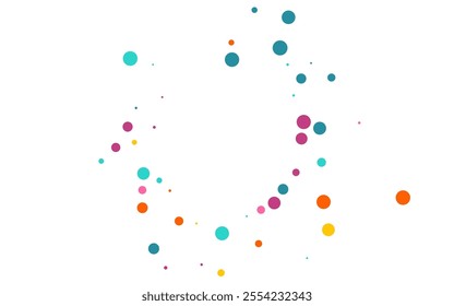 Multicolored Rain Celebrate Vector White Background. Fun Dot Invitation. Abstract Round Wallpaper. Bright Circle Top Background.