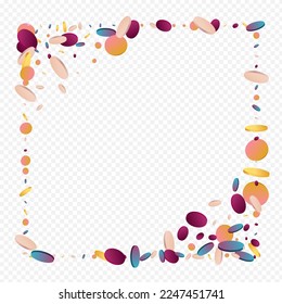 Multicolored Rain Christmas Transparent Background. Magic Abstract Dot Banner. Decoration Background. Colorful Festival Texture.