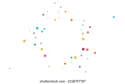 Multicolored Rain Christmas Vector White Background. Effect Dot Design. Fun Dust Card. Color Polka Independence Wallpaper.