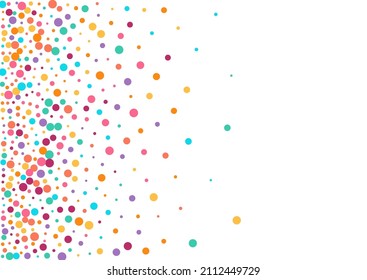Multicolored Rain Decoration Vector White Background. Carnaval Confetti Backdrop. Effect Dust Illustration. Bright Circle Celebration Card.