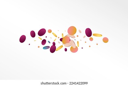Multicolored Rain FallingFestive Grey Background. Holographic Invitation Round Wallpaper. Vector Texture. Rainbow Independence Backdrop.